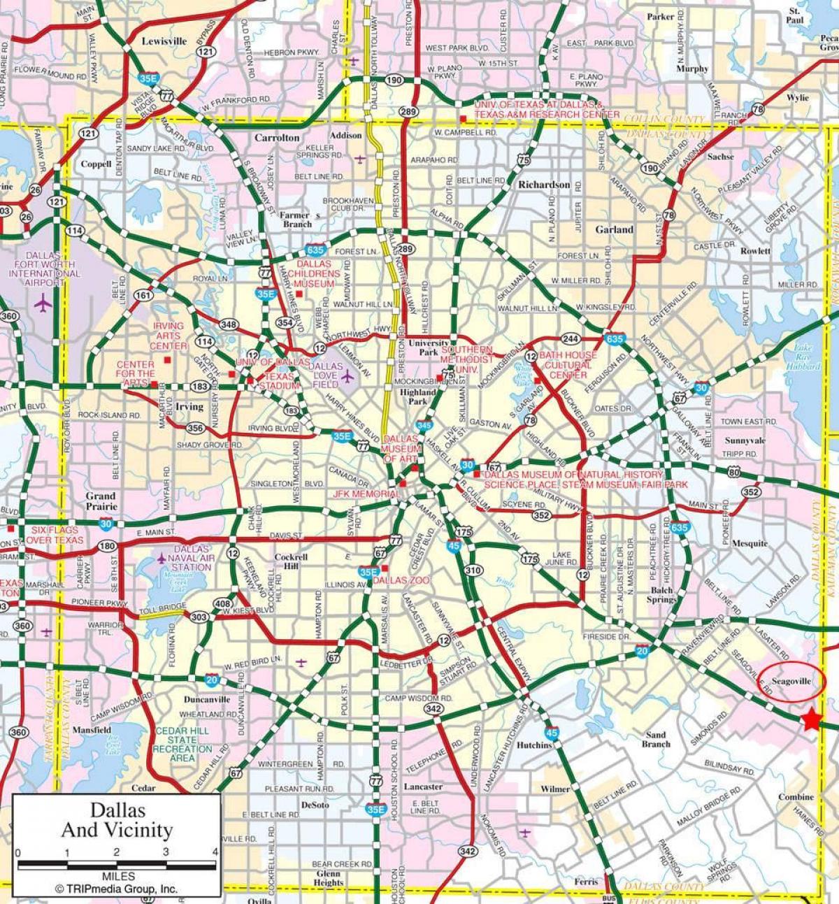 carte de la banlieue de Dallas