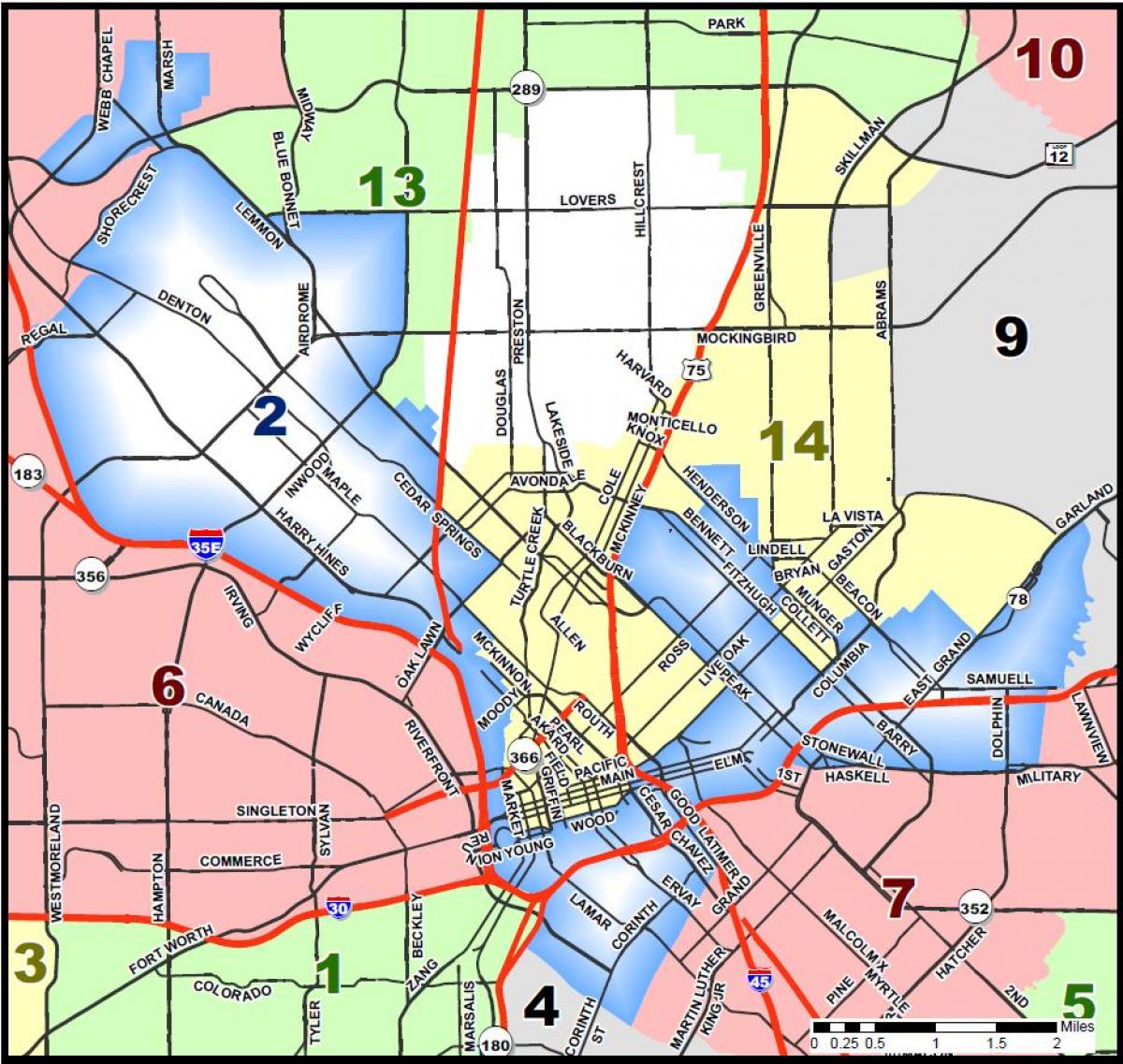 Dallas conseil de la ville de district de la carte