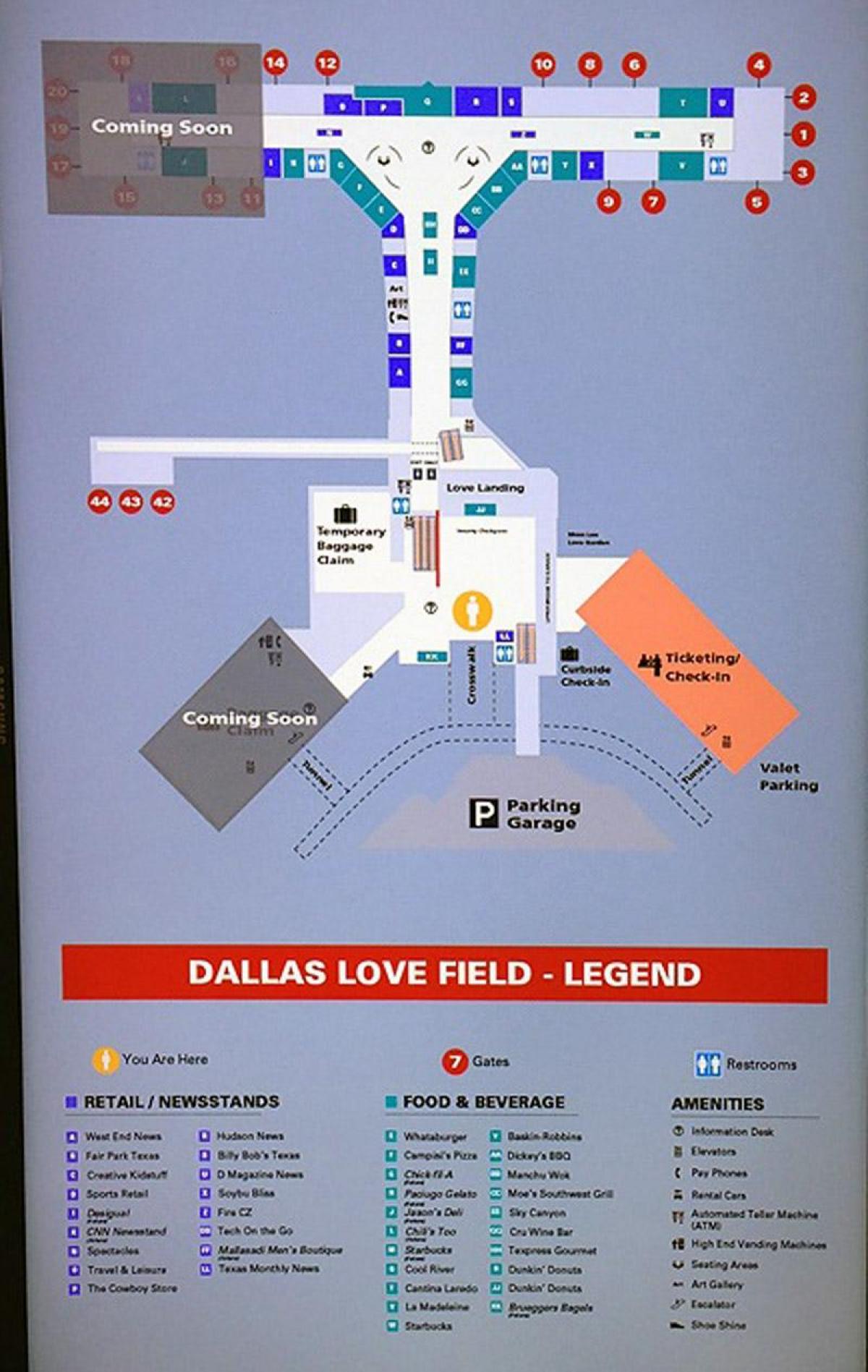 Aéroport de Dallas love field carte