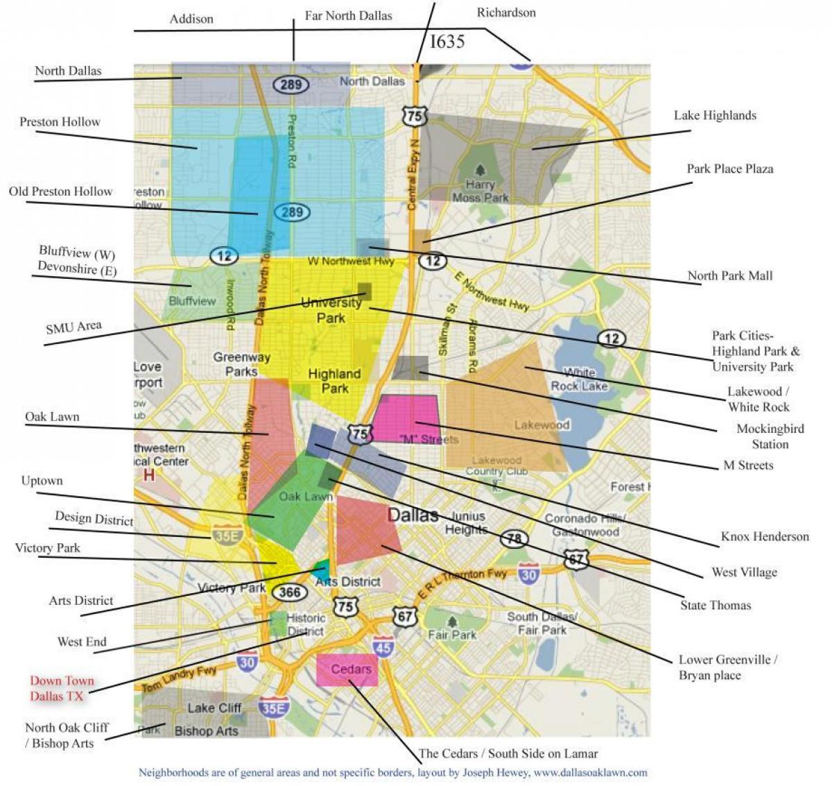la carte de Dallas quartiers