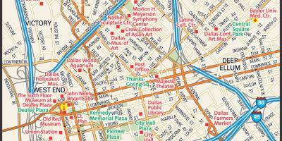 Carte du centre-ville de Dallas rues