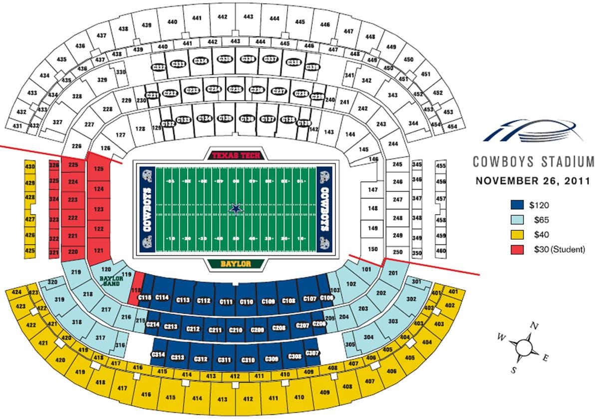 Dallas Cowboys stadium siège de la carte