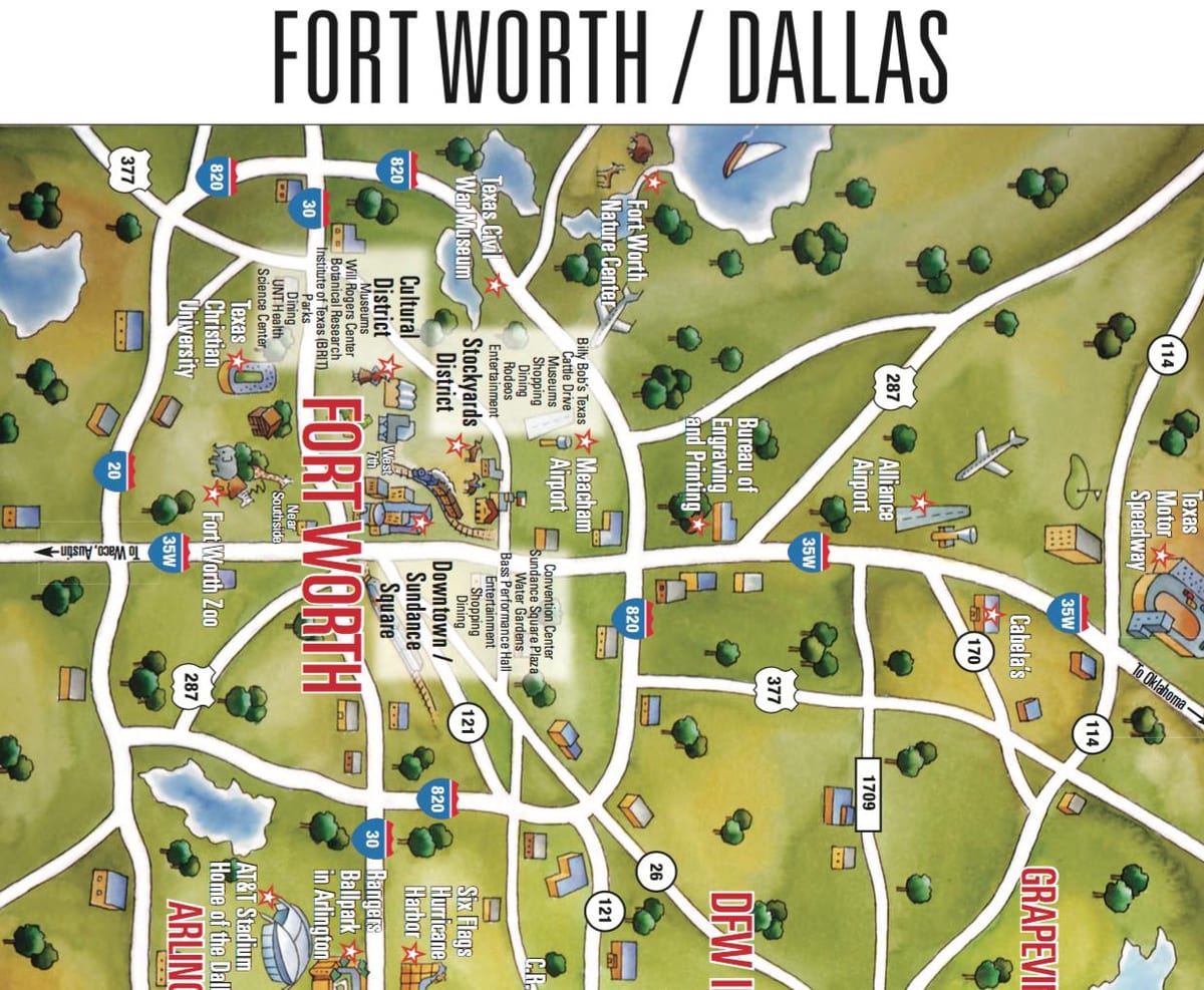 la carte de Dallas Fort Worth