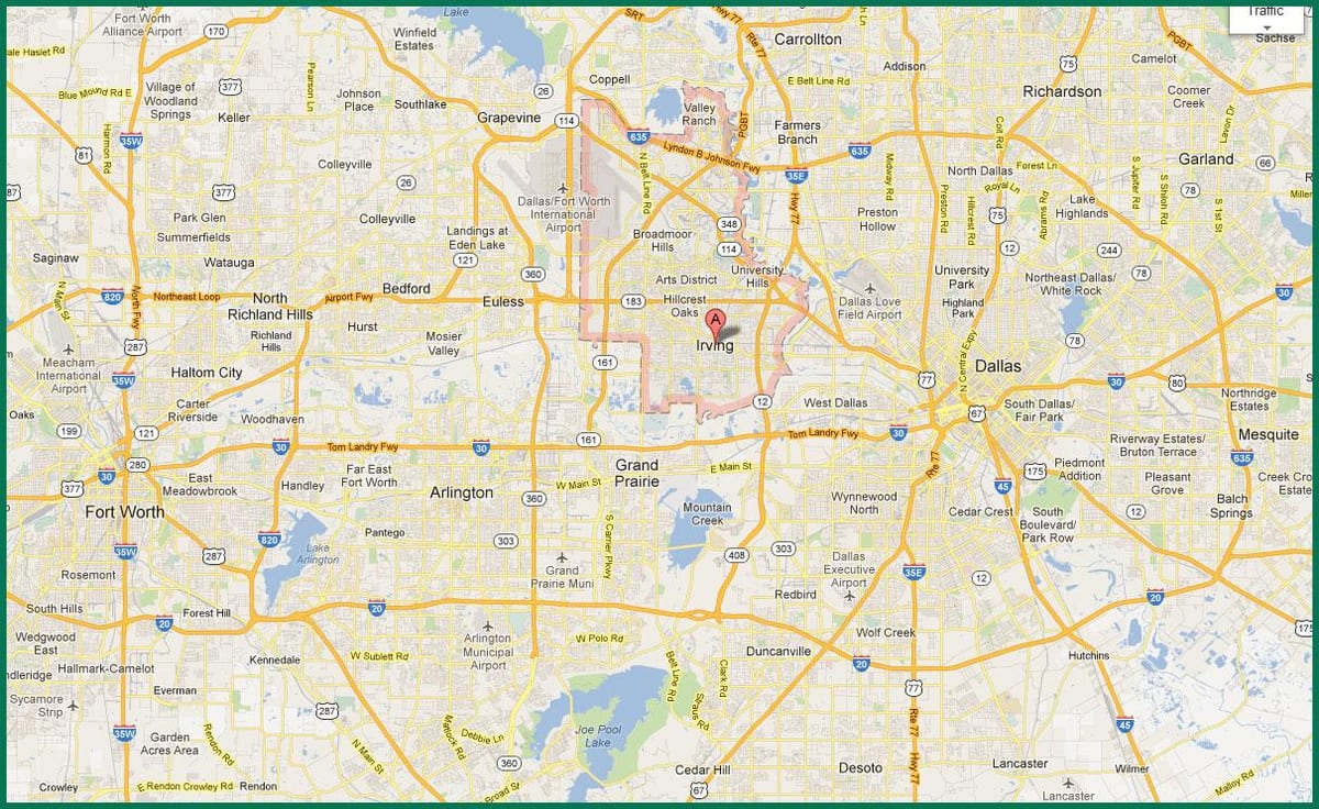 carte de la région de DFW